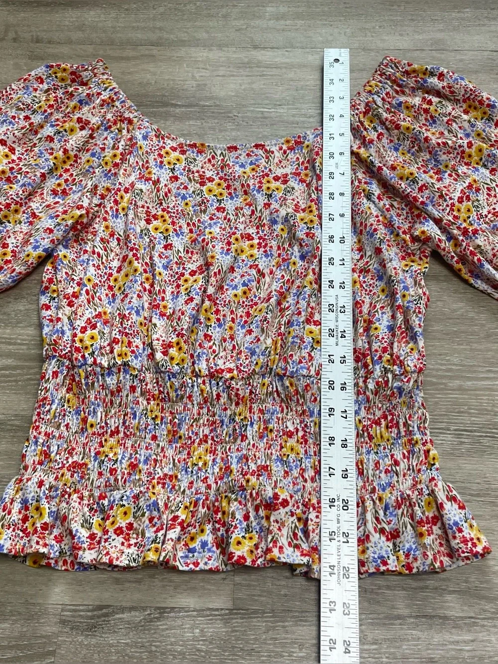 LOFT Outlet Multicolor Floral Smocked Off Shoulder Puff Sleeve Top Sz XS Cottage